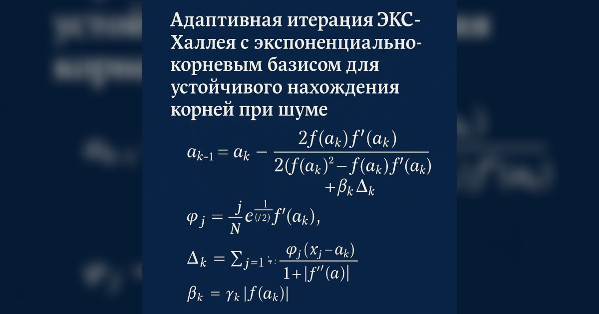 Адаптивная итерация Эксп-Халлея с экспоненциальным корнем для надежного поиска корня в условиях шума